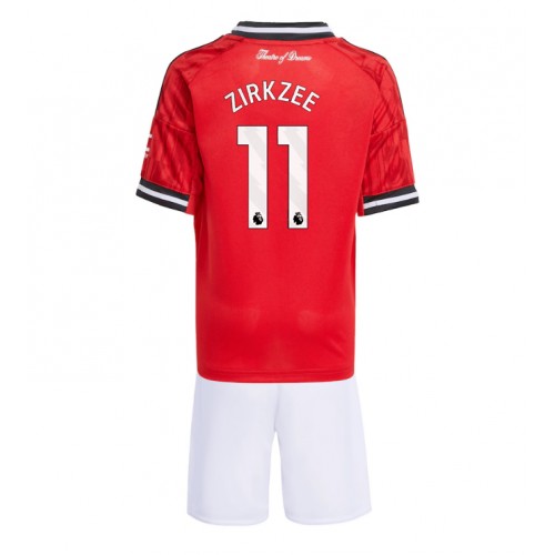 Stroje piłkarskie Manchester United Joshua Zirkzee #11 Koszulka Podstawowej dla dzieci 2025-26 Krótki Rękaw (+ szorty)